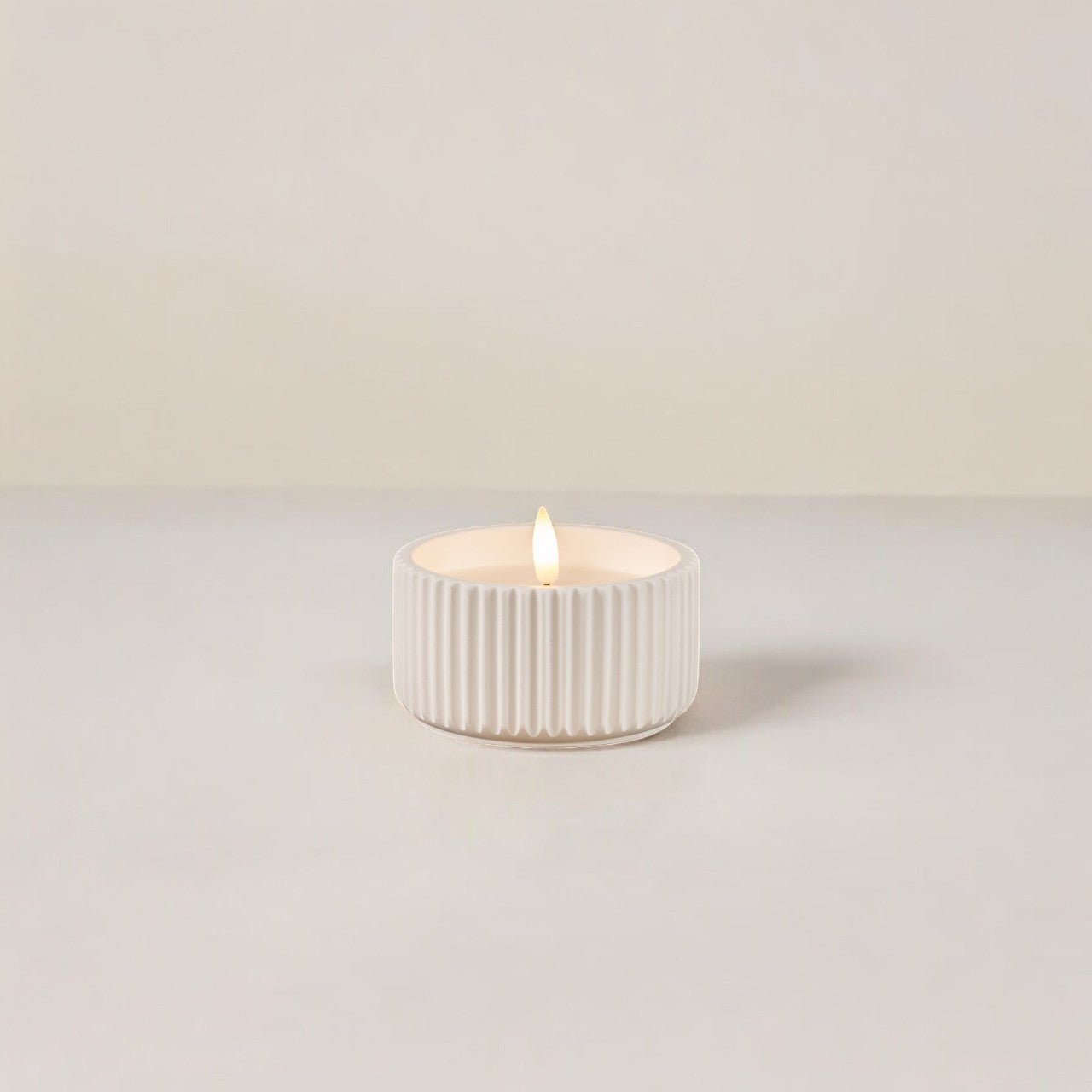 White 3D Flame Ribbed Cement Candle - 2.25" - Izaria Home